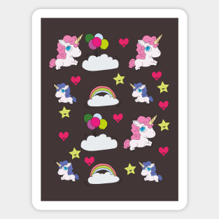 Cute unicorns, clouds, stars and hearts Magnet